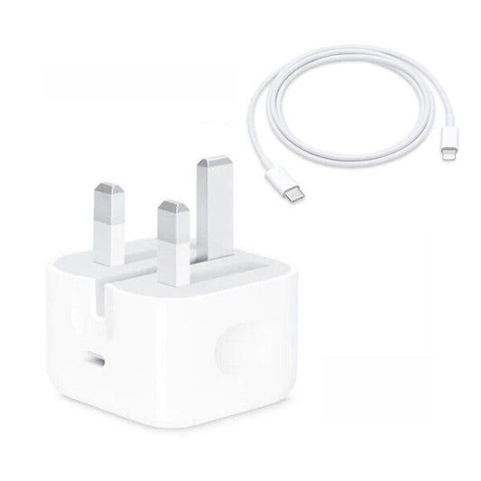 Apple Accessory UK USB-C 20W Power Adapter (A2344) and Lightning to USB-C Cable Bundle White