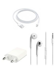 Apple Accessory EU Power Adapter and Lightning Cable with 3.5mm Earpods Bundle White