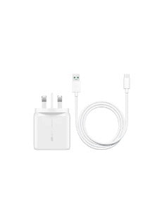 Oppo Accessory UK 3 Pin 65W 1.6A SuperVooc Adapter with Type-C DL129 Cable Bundle White